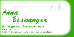 anna biswanger business card